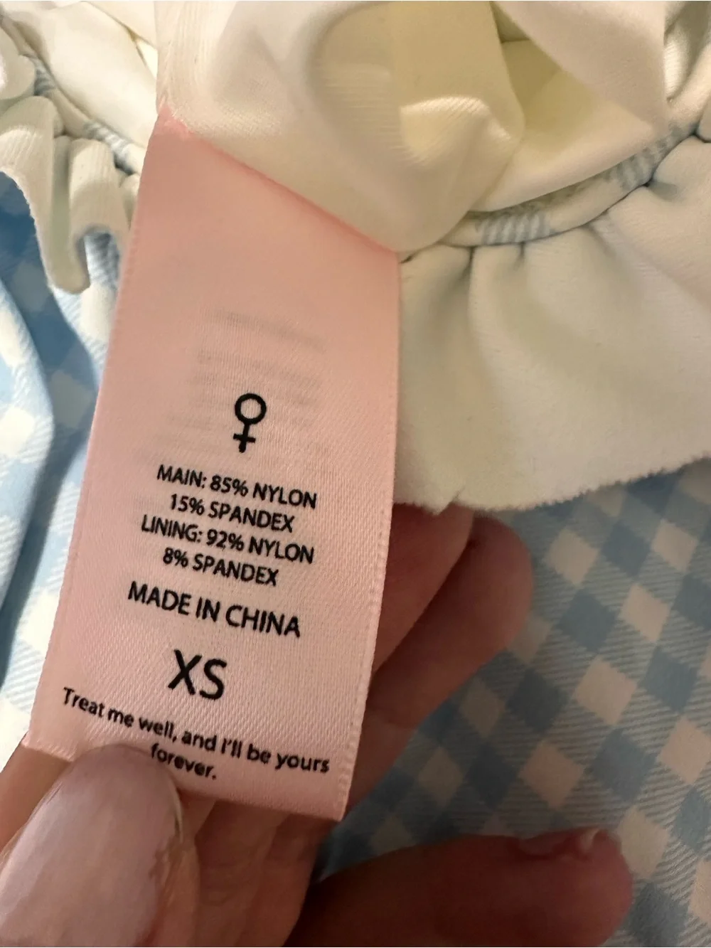 Selkie Light Blue & White Gingham Swimsuit Bottoms Size XS